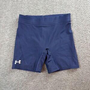 Under Armour Compression Shorts Womens 34 Navy Blue Athletic Spandex Gym Running